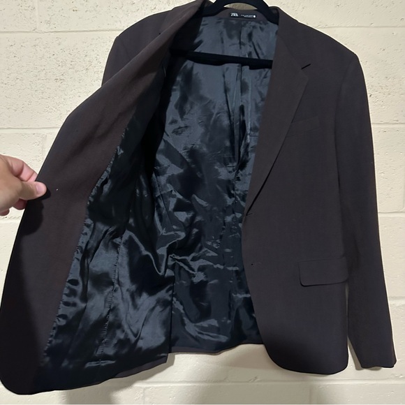 ZARA men’s sports coat blazer size 42‎ in brown polyester - Picture 4 of 10